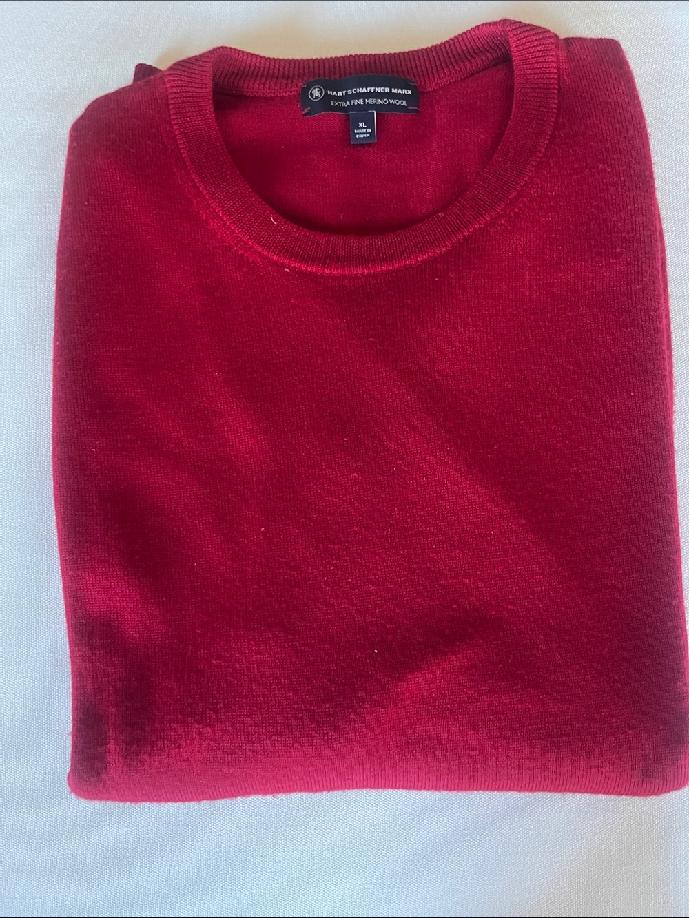 Hart Schaffner Marx Men's Deep Red Merino Crewneck Sweater